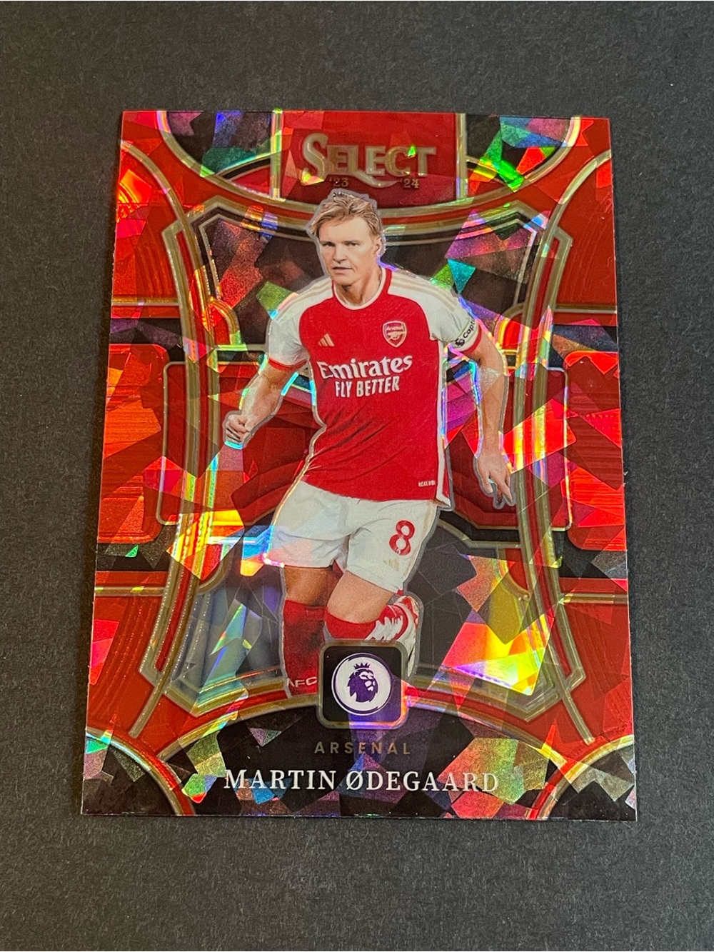 2023-24 Panini Select EPL Martin Odegaard #107 Mezzanine Red Ice Prizm Card